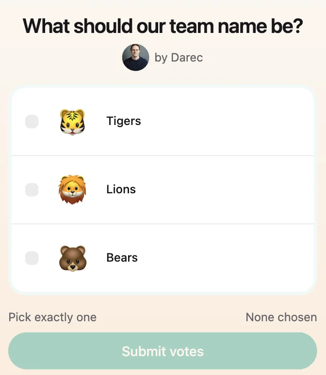 Form voting on mobile, picking a date